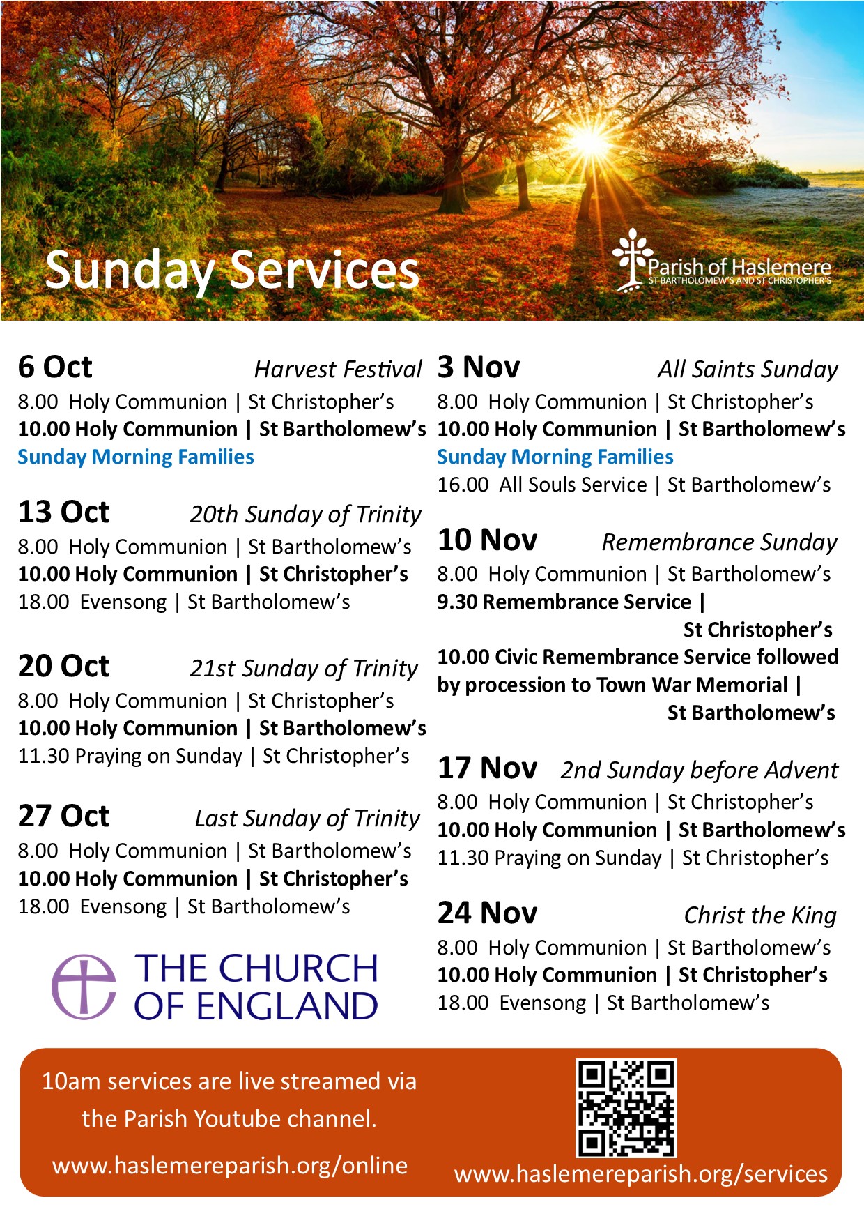 Sunday Services Oct-Nov 24